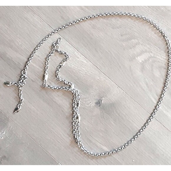 Silver tone 41" belt chain link double strand in front lobster clasp - Picture 1 of 2